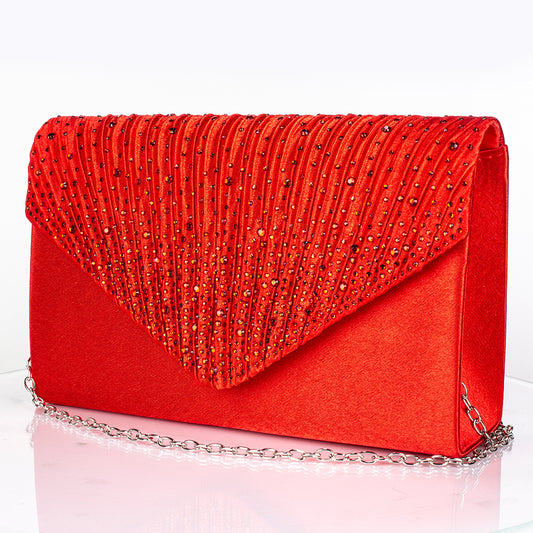 Bolso de Aleación Bañado en Oro con Cristal Emporia® Rojo y Cristal Emporia® Blanco ( Collar +Pendientes +Pulsera +Anillo )