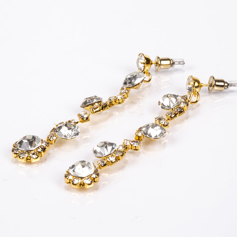 Bolso de Aleación Bañado en Oro con Cristal Emporia® Blanco ( Collar +Pendientes +Pulsera +Anillo ) 2 