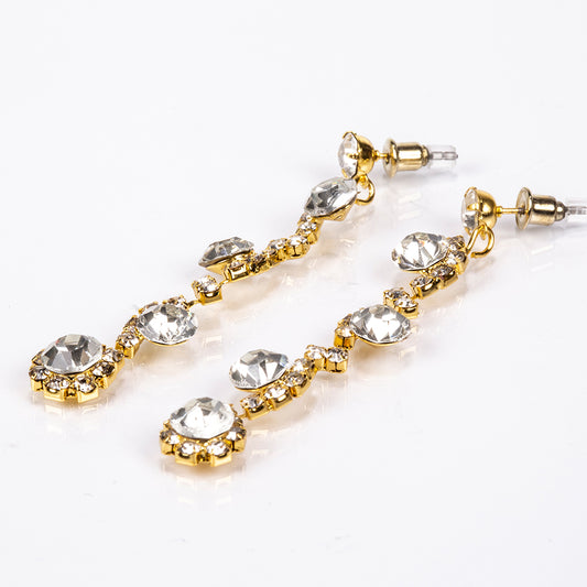 Bolso de Aleación Bañado en Oro con Cristal Emporia® Blanco ( Collar +Pendientes +Pulsera +Anillo )