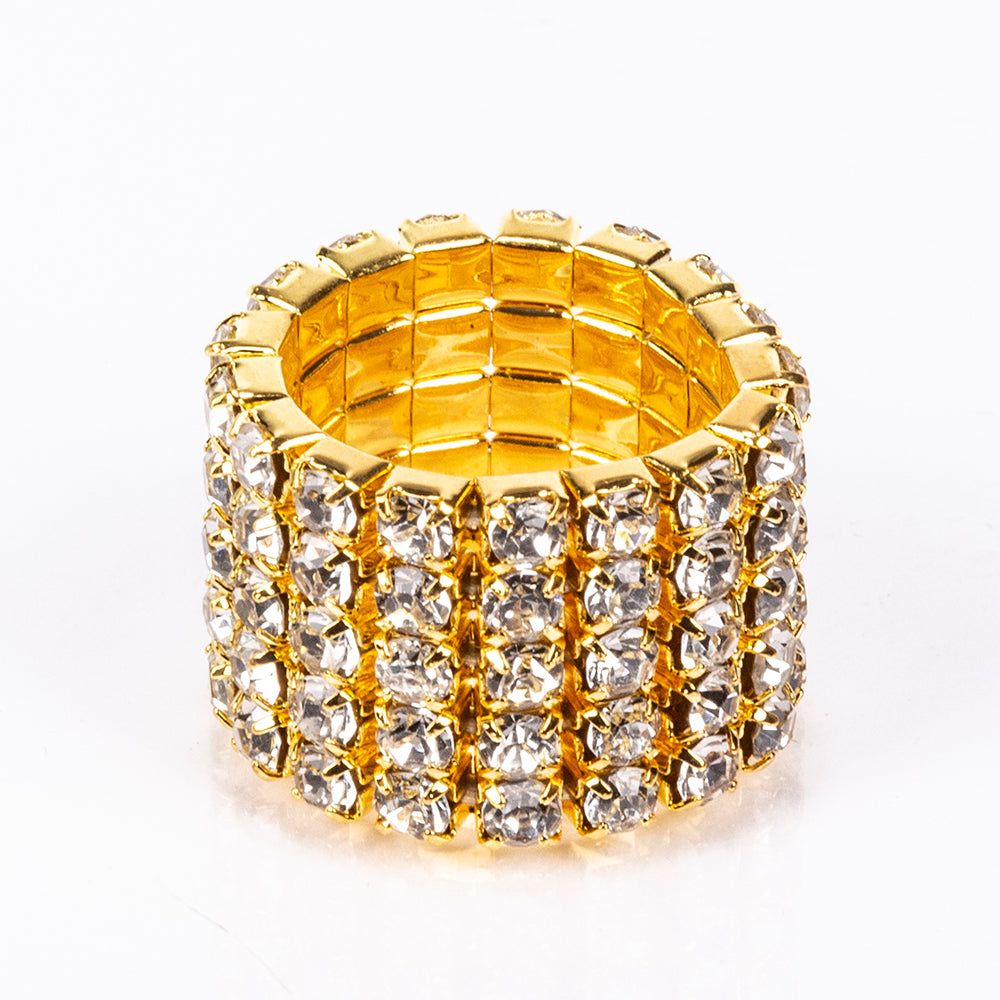 Bolso de Aleación Bañado en Oro con Cristal Emporia® Blanco ( Collar +Pendientes +Pulsera +Anillo )