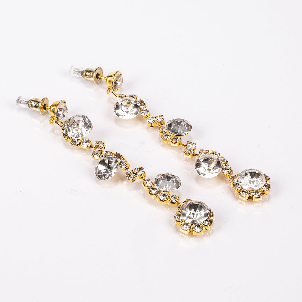 Bolso de Aleación Bañado en Oro con Cristal Emporia® Blanco ( Collar +Pendientes +Pulsera +Anillo ) 4 