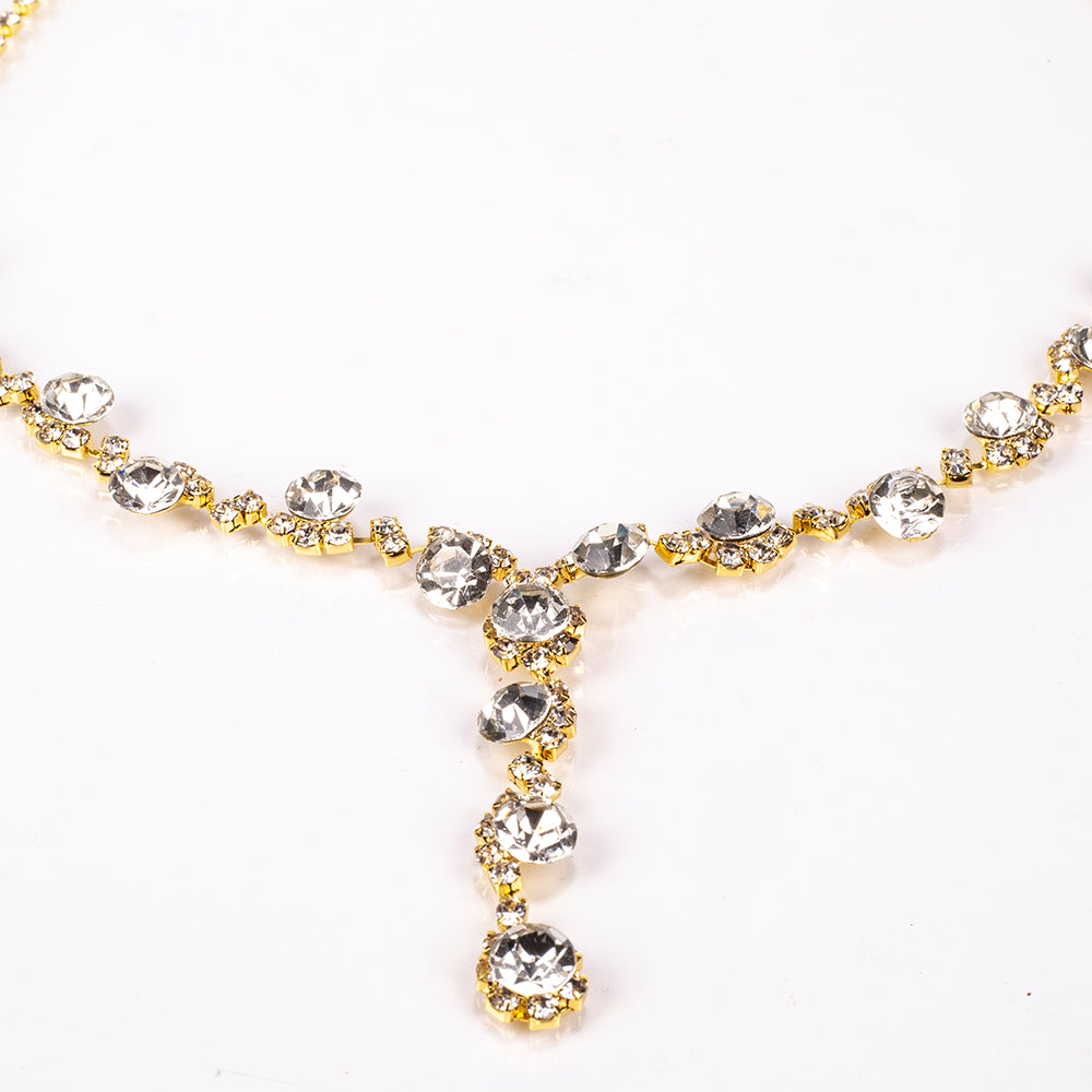 Bolso de Aleación Bañado en Oro con Cristal Emporia® Blanco ( Collar +Pendientes +Pulsera +Anillo )