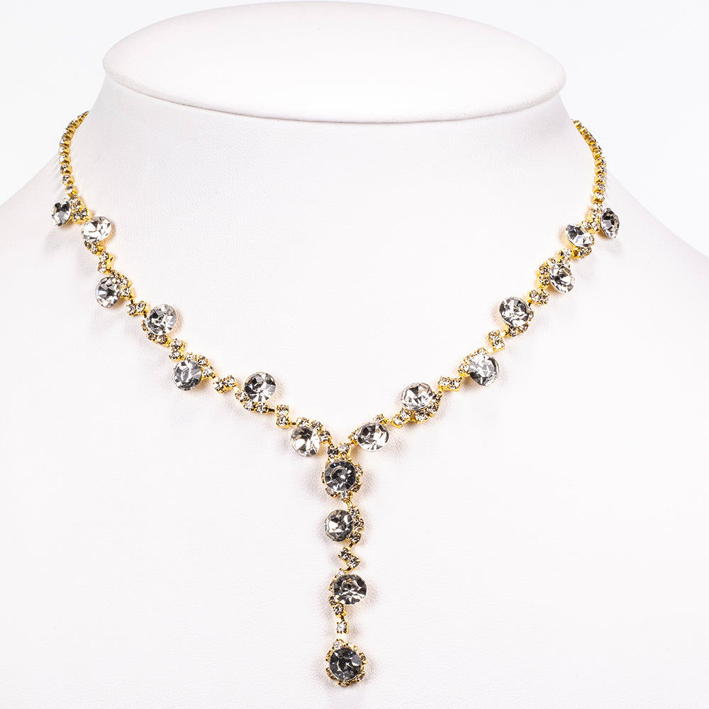 Bolso de Aleación Bañado en Oro con Cristal Emporia® Blanco ( Collar +Pendientes +Pulsera +Anillo )