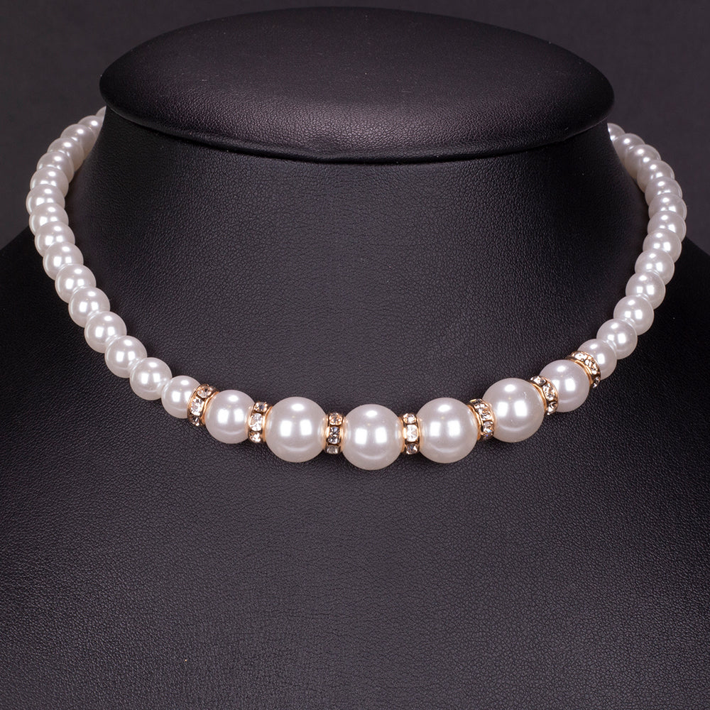 Reloj de Aleación Bañado en Oro con Cristal Emporia® Blanco ( Collar +Pendientes +Pulsera )