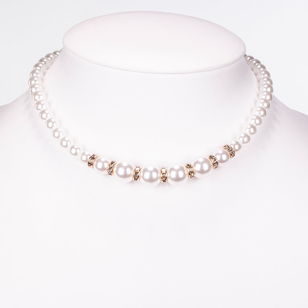 Reloj de Aleación Bañado en Oro con Cristal Emporia® Blanco ( Collar +Pendientes +Pulsera )