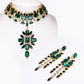 Conjunto de Aleación Bañado en Oro con Cristal Emporia® Verde y Cristal Emporia® Blanco ( Collar +Pendientes )