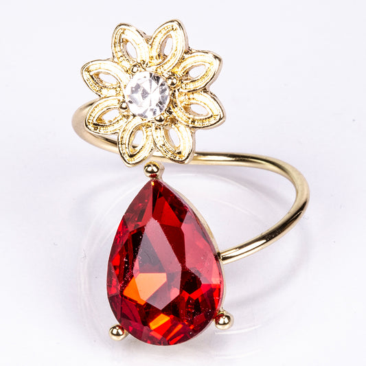 Conjunto de Aleación Bañado en Oro con Cristal Emporia® Rojo y Cristal Emporia® Blanco ( Collar +Pendientes )