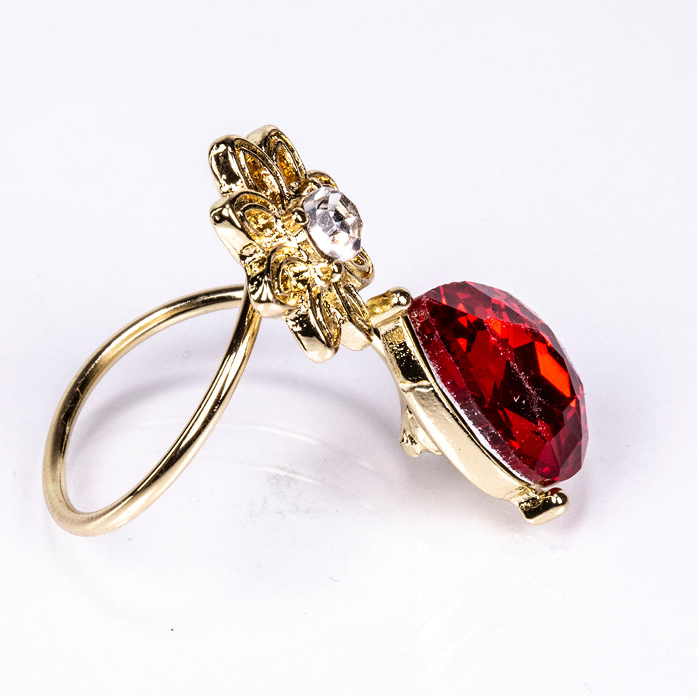 Conjunto de Aleación Bañado en Oro con Cristal Emporia® Rojo y Cristal Emporia® Blanco ( Collar +Pendientes )