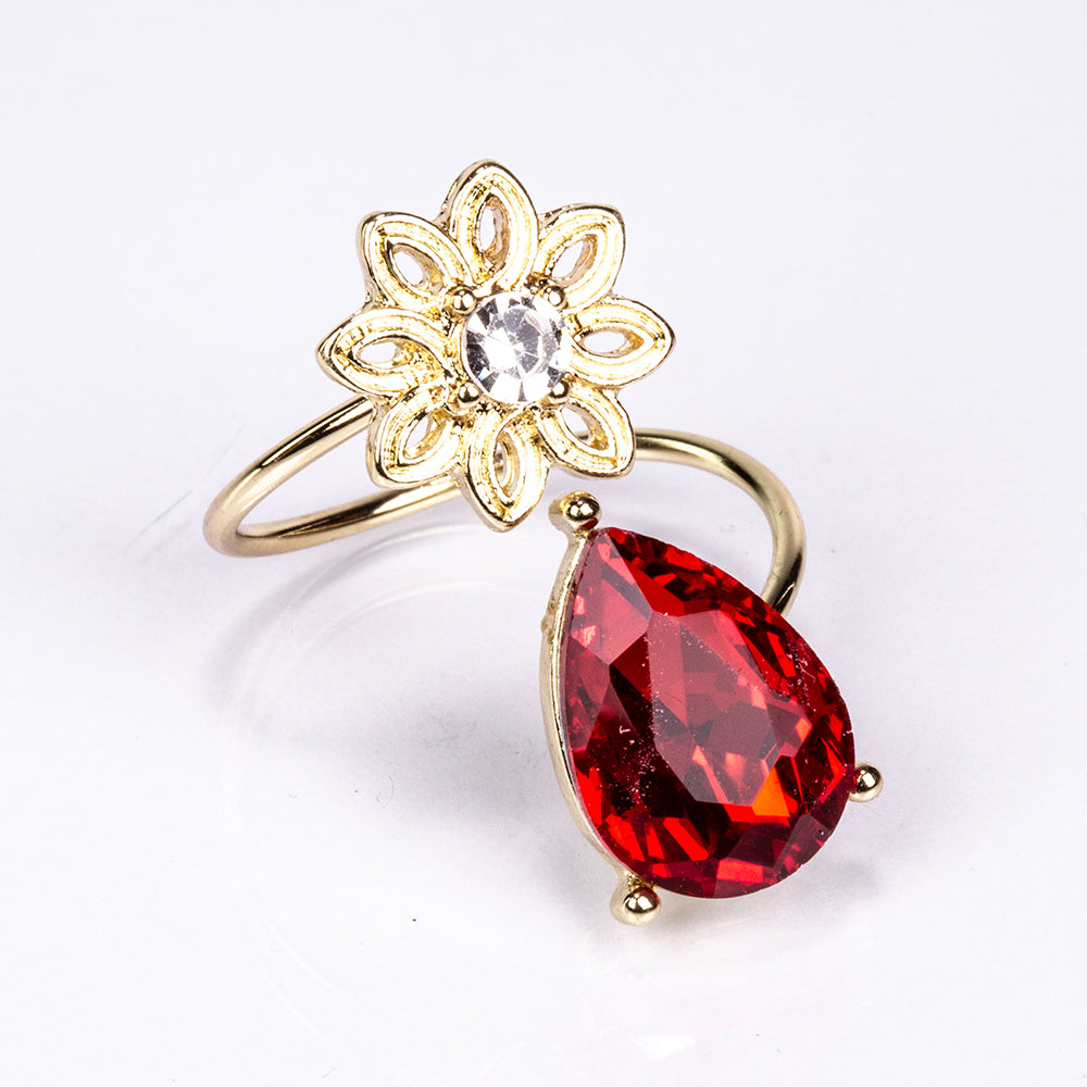 Conjunto de Aleación Bañado en Oro con Cristal Emporia® Rojo y Cristal Emporia® Blanco ( Collar +Pendientes ) 4 