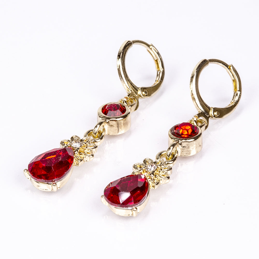 Conjunto de Aleación Bañado en Oro con Cristal Emporia® Rojo y Cristal Emporia® Blanco ( Collar +Pendientes ) 7 