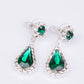 Conjunto de Aleación Bañado en Oro con Cristal Emporia® Verde y Cristal Emporia® Blanco ( Collar +Pendientes +Pulsera +Anillo )