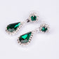 Conjunto de Aleación Bañado en Oro con Cristal Emporia® Verde y Cristal Emporia® Blanco ( Collar +Pendientes +Pulsera +Anillo )