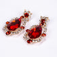 Conjunto de Aleación Bañado en Oro con Cristal Emporia® Rojo y Cristal Emporia® Blanco ( Collar +Pendientes )