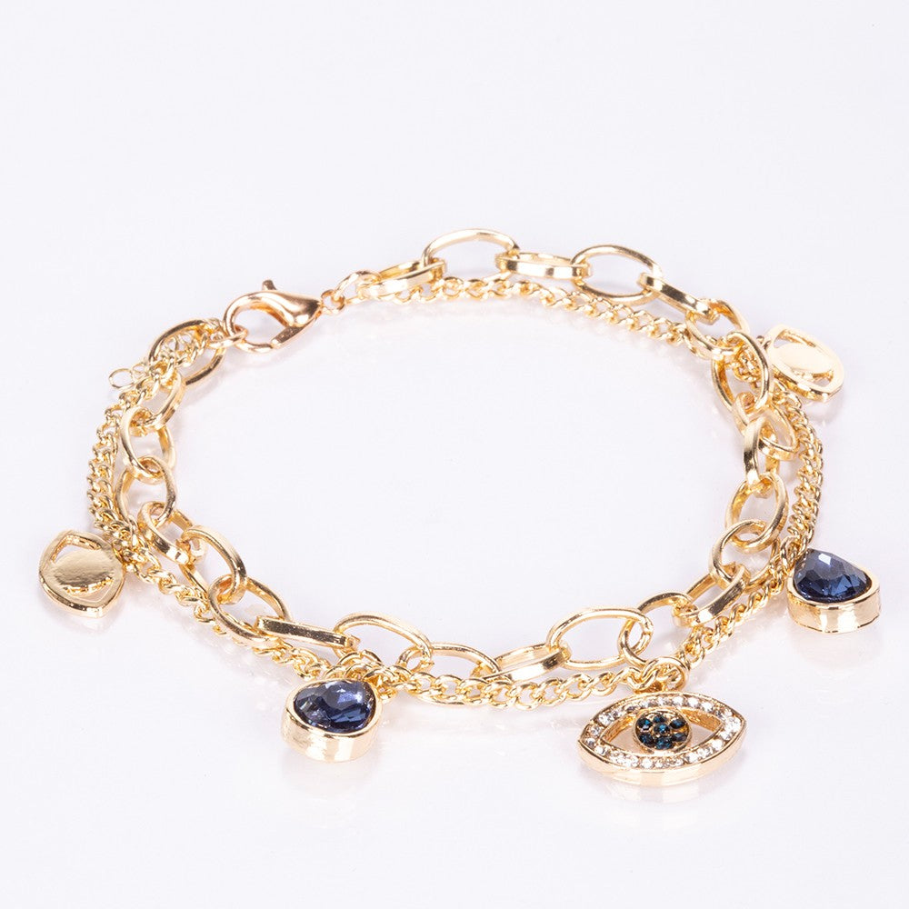 Pulsera de Aleación Bañado en Oro con Zafiro 1 
