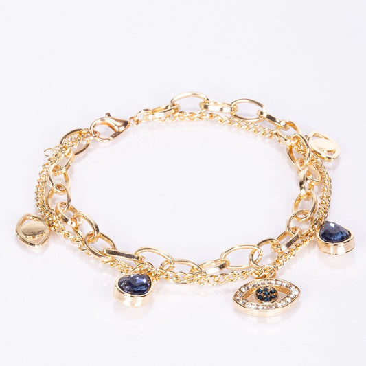 Pulsera de Aleación Bañado en Oro con Zafiro