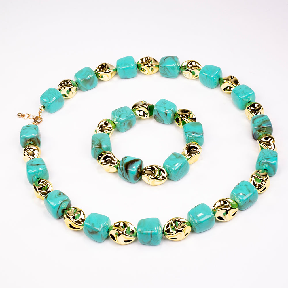 Conjunto Cuenta con Cristal Emporia® Verde ( Collar +Pulsera )