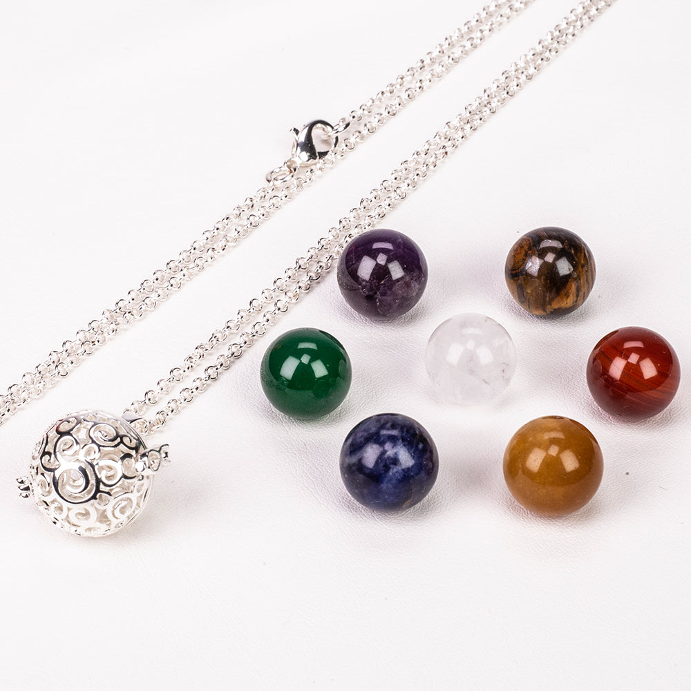 Collar de Aleación Bañado en Oro con Amatista y Cuarzo Claro