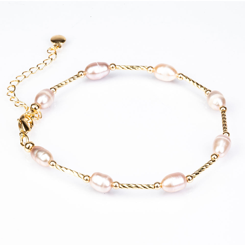 Pulsera de Aleación Bañado en Oro con Perla 1 