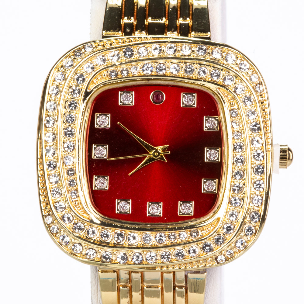 Reloj de Aleación Bañado en Oro con Rubí y Cristal Emporia® Blanco ( Pulsera ) 4 