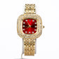 Reloj de Aleación Bañado en Oro con Rubí y Cristal Emporia® Blanco ( Pulsera )