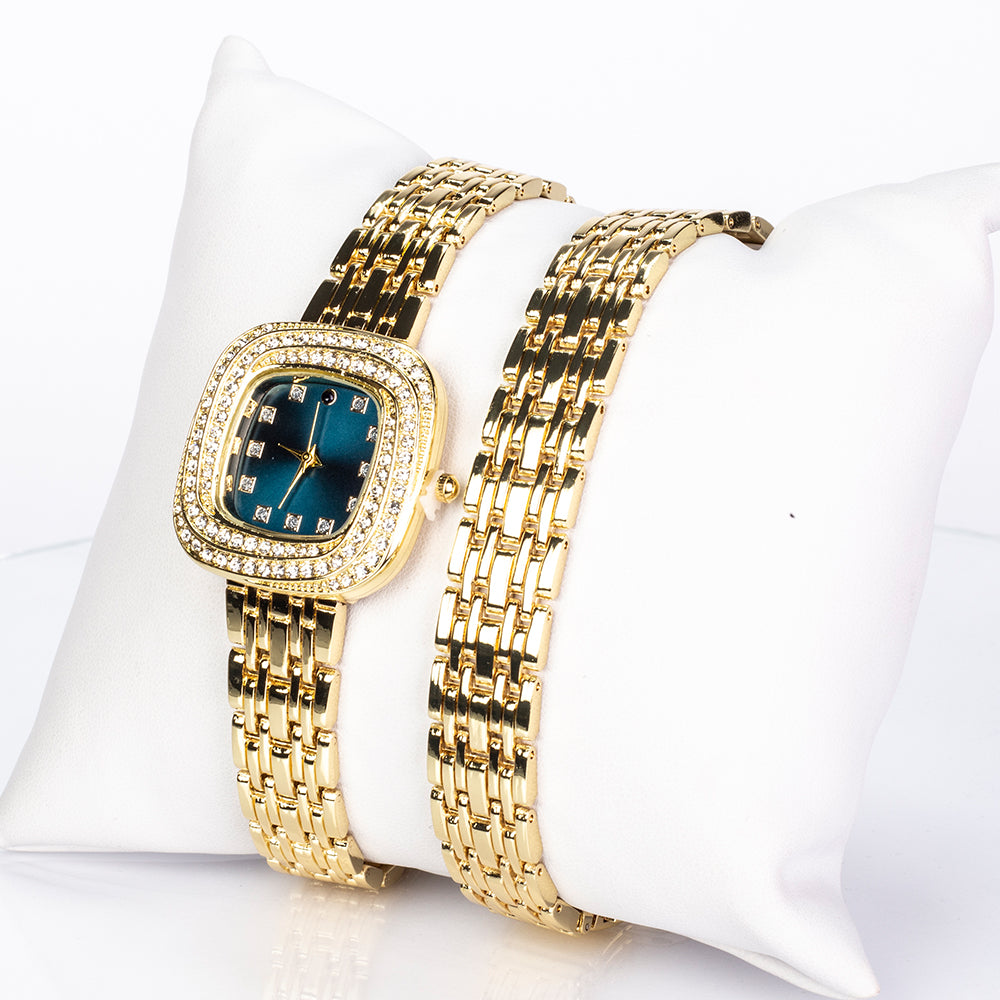 Reloj de Aleación Bañado en Oro con Zafiro y Cristal Emporia® Blanco ( Pulsera ) 1 