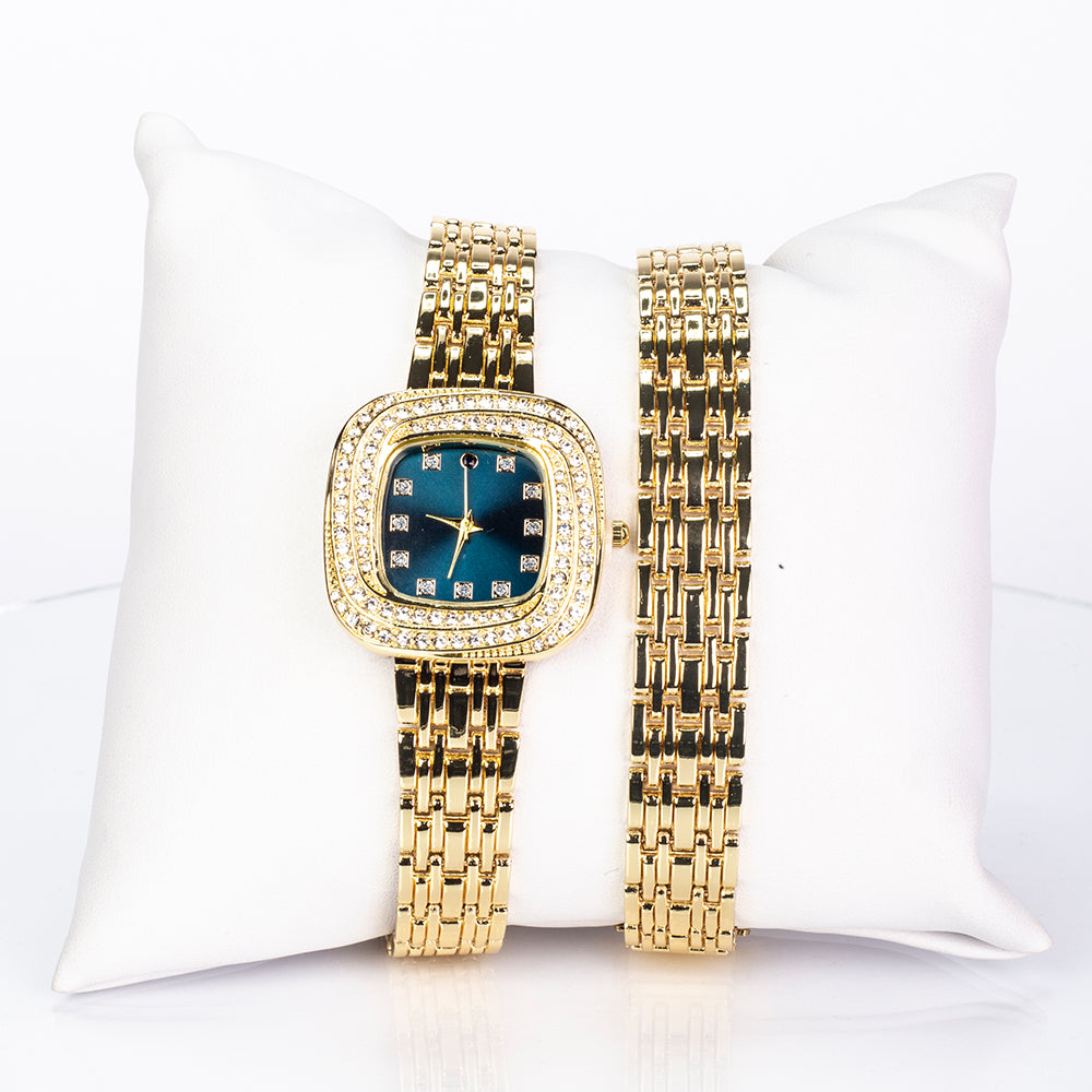 Reloj de Aleación Bañado en Oro con Zafiro y Cristal Emporia® Blanco ( Pulsera ) 2 