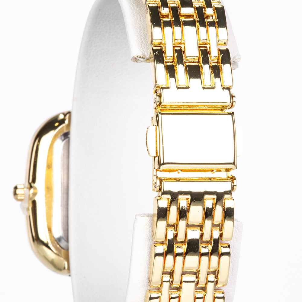 Reloj de Aleación Bañado en Oro con Zafiro y Cristal Emporia® Blanco ( Pulsera )