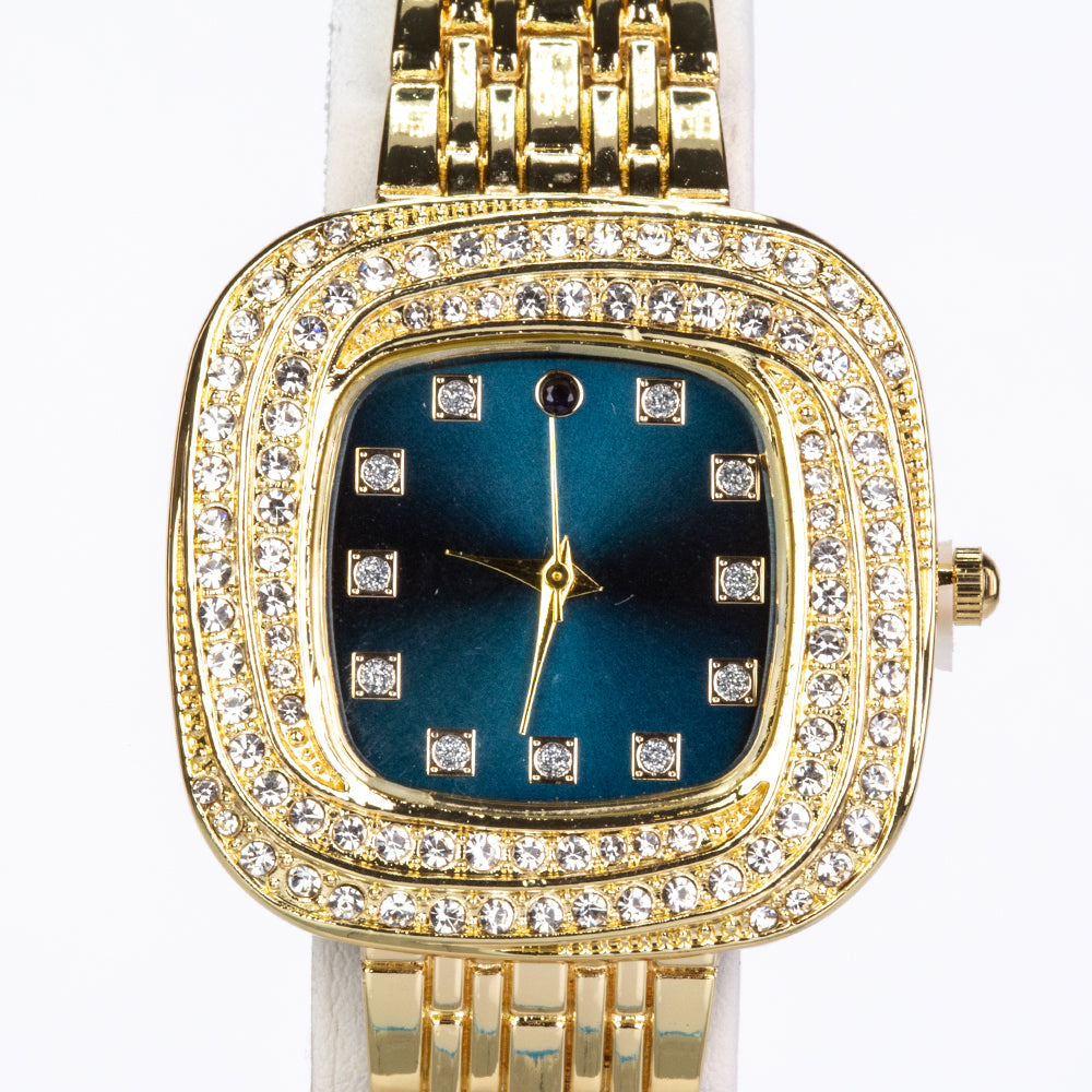 Reloj de Aleación Bañado en Oro con Zafiro y Cristal Emporia® Blanco ( Pulsera )