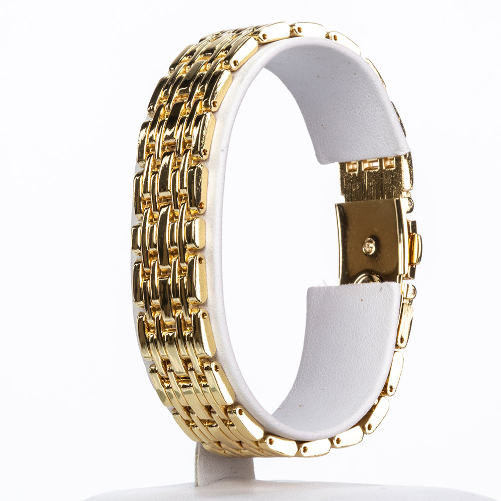 Reloj de Aleación Bañado en Oro con Zafiro y Cristal Emporia® Blanco ( Pulsera )