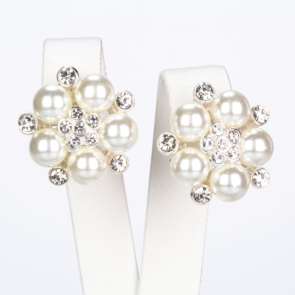 Conjunto de Aleación Bañado en Oro con Perla de cristal y Cristal Emporia® Blanco 2 