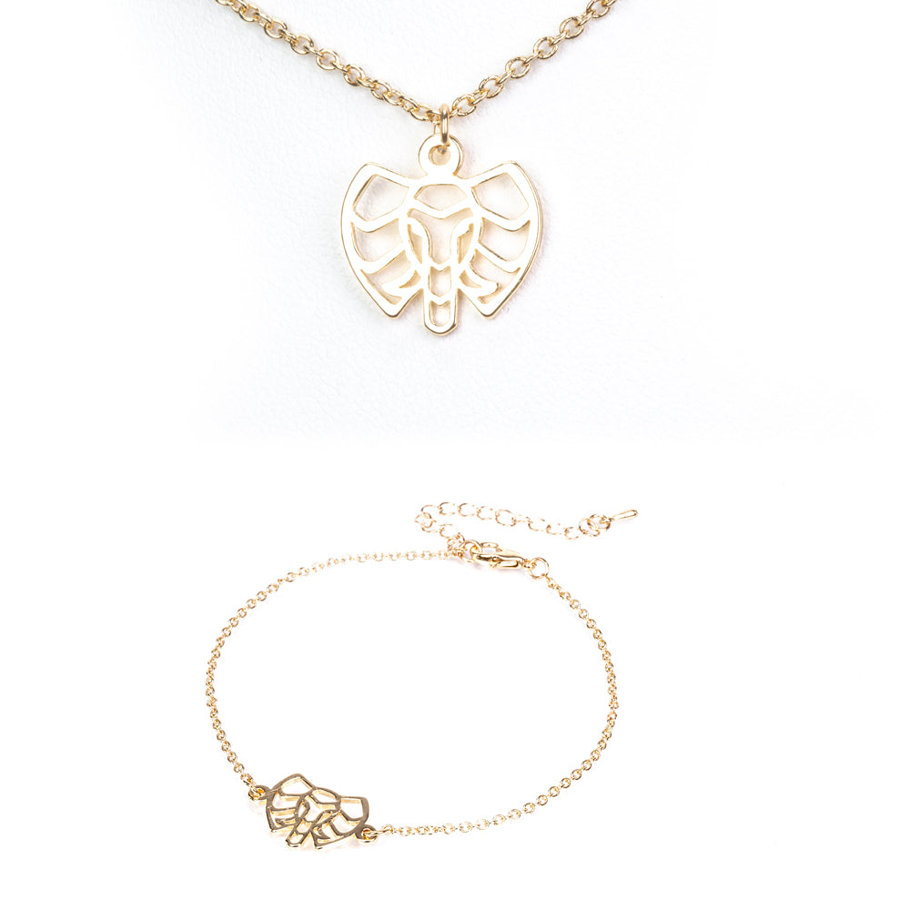 Conjunto de Aleación Bañado en Oro ( Collar +Pulsera )