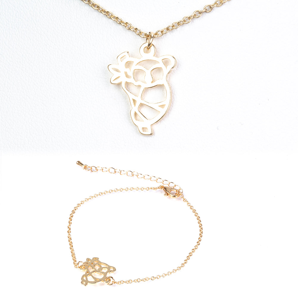 Conjunto de Aleación Bañado en Oro ( Collar +Pulsera )