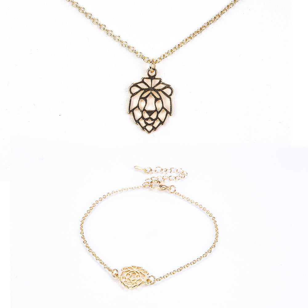 Conjunto de Aleación Bañado en Oro ( Collar +Pulsera ) 1 