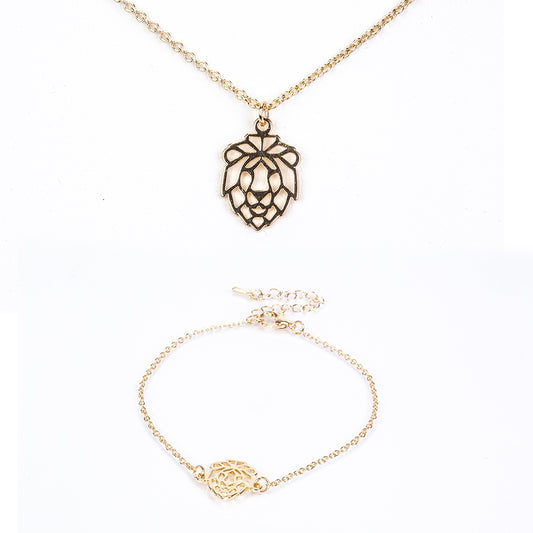 Conjunto de Aleación Bañado en Oro ( Collar +Pulsera )