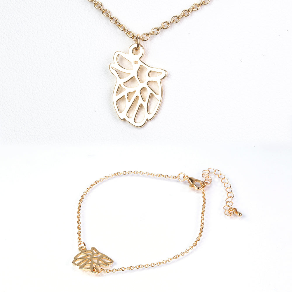 Conjunto de Aleación Bañado en Oro ( Collar +Pulsera ) 4 