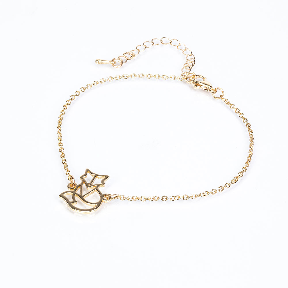 Conjunto de Aleación Bañado en Oro ( Collar +Pulsera )