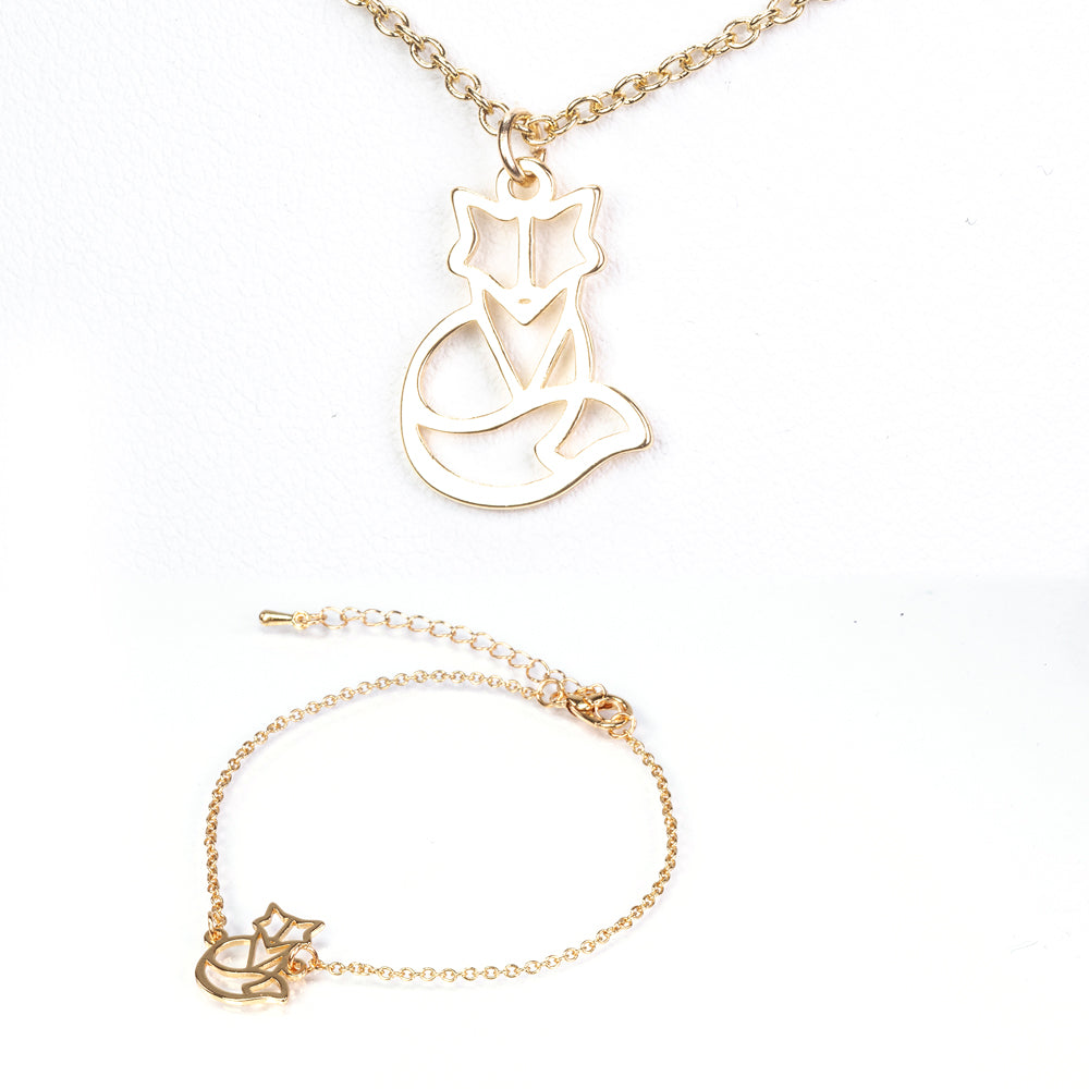 Conjunto de Aleación Bañado en Oro ( Collar +Pulsera ) 4 