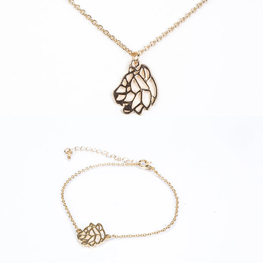 Conjunto de Aleación Bañado en Oro ( Collar +Pulsera )