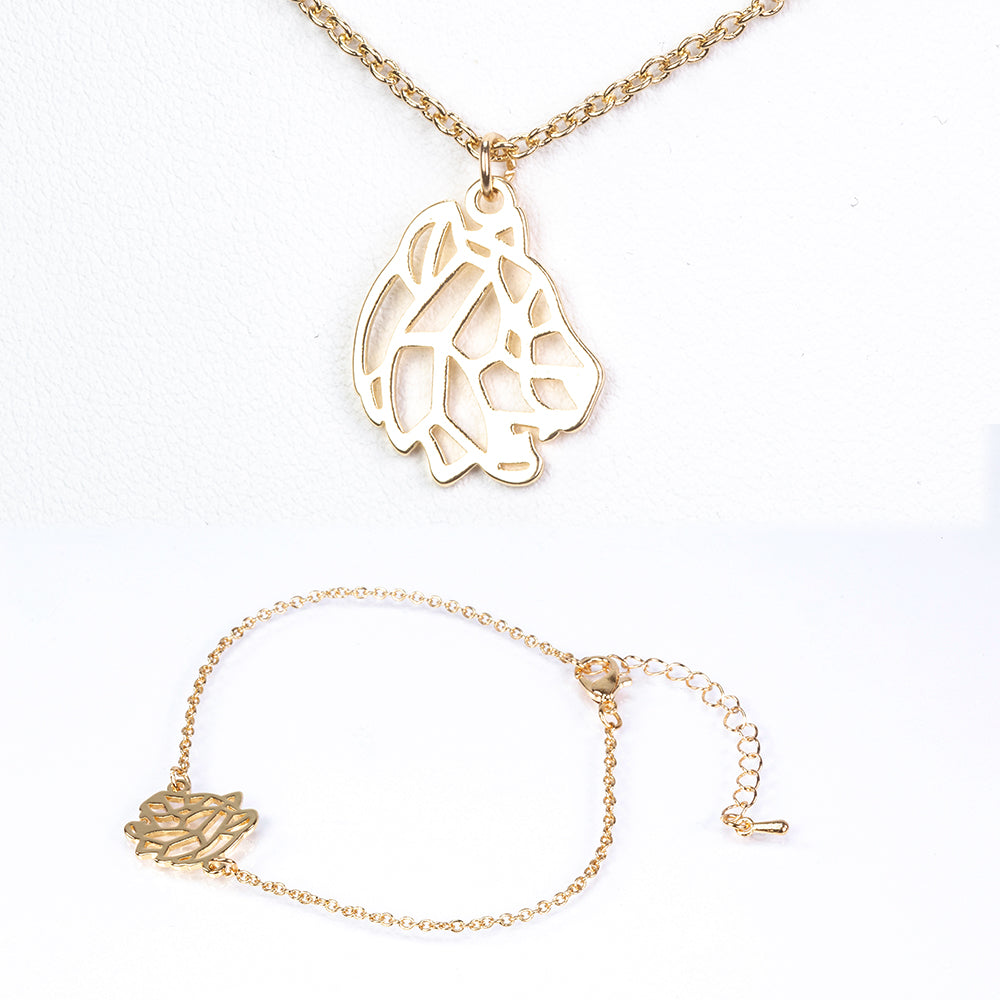 Conjunto de Aleación Bañado en Oro ( Collar +Pulsera )