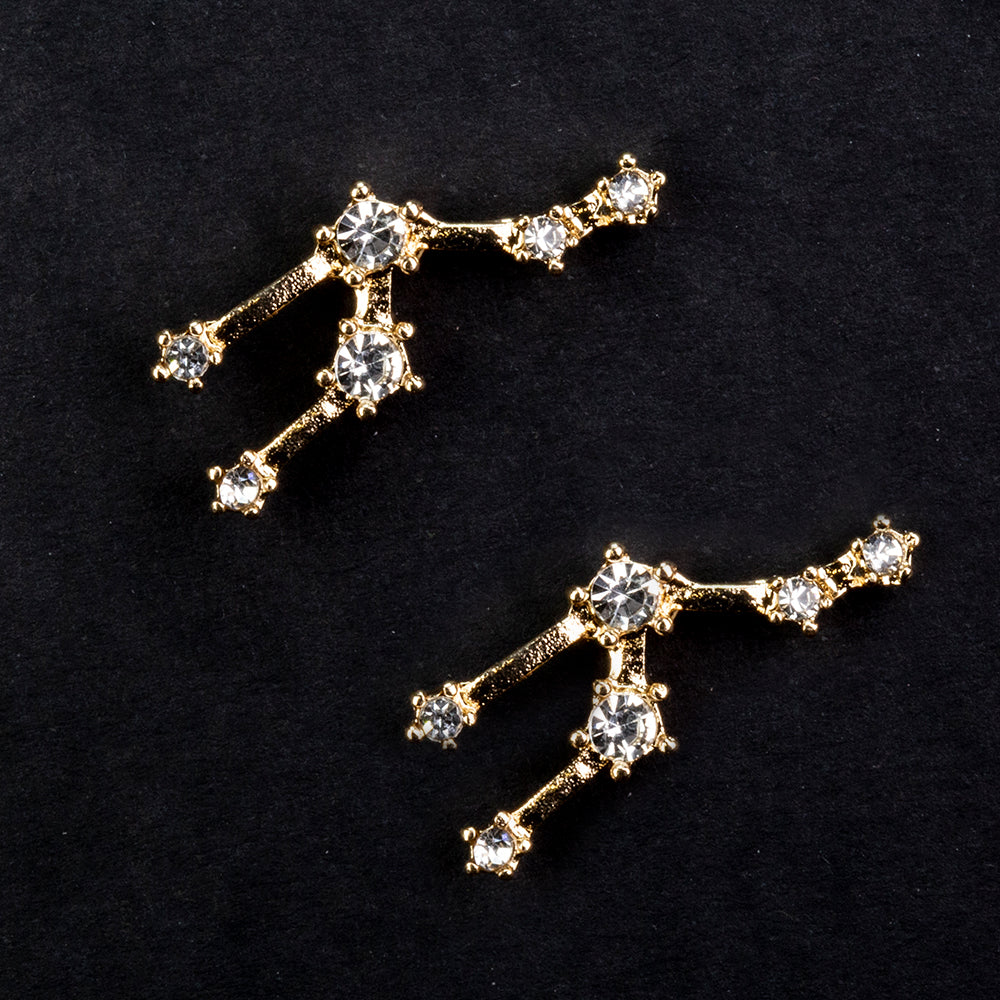 Tauro Pendientes de Aleación Bañado en Oro con Cristal Emporia® Blanco 2 