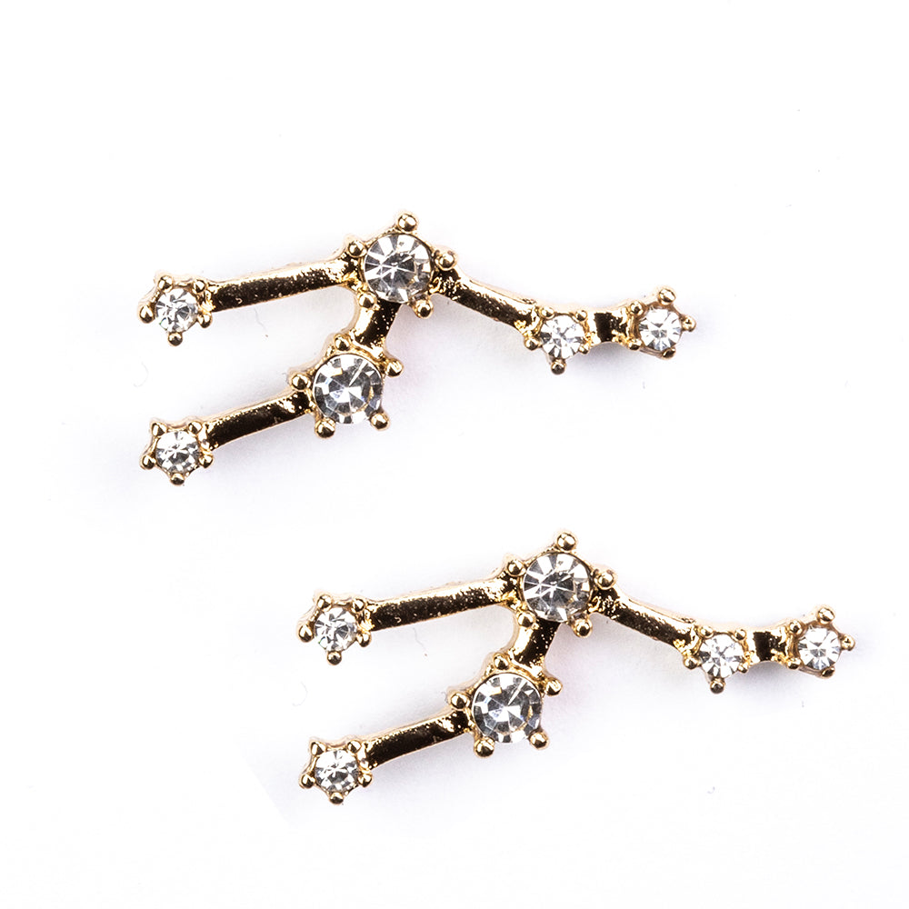 Tauro Pendientes de Aleación Bañado en Oro con Cristal Emporia® Blanco 3 