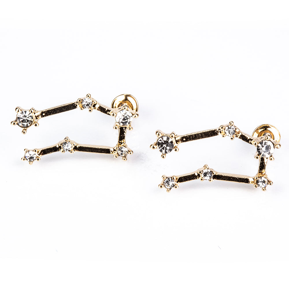 Géminis Pendientes de Aleación Bañado en Oro con Cristal Emporia® Blanco 4 