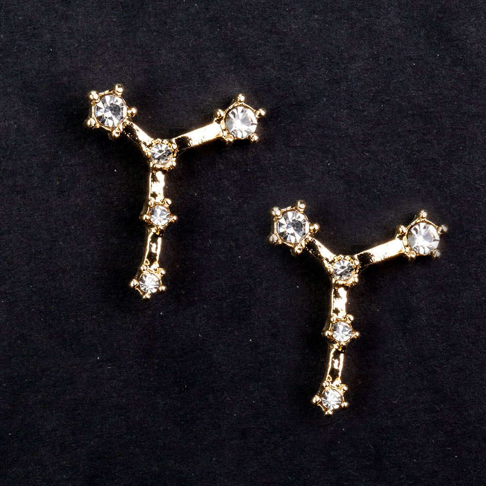 Cancer Pendientes de Aleación Bañado en Oro con Cristal Emporia® Blanco 2 