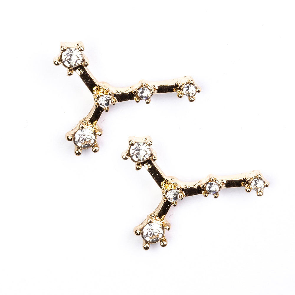 Cancer Pendientes de Aleación Bañado en Oro con Cristal Emporia® Blanco 3 