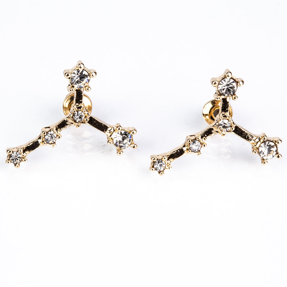 Cancer Pendientes de Aleación Bañado en Oro con Cristal Emporia® Blanco 4 