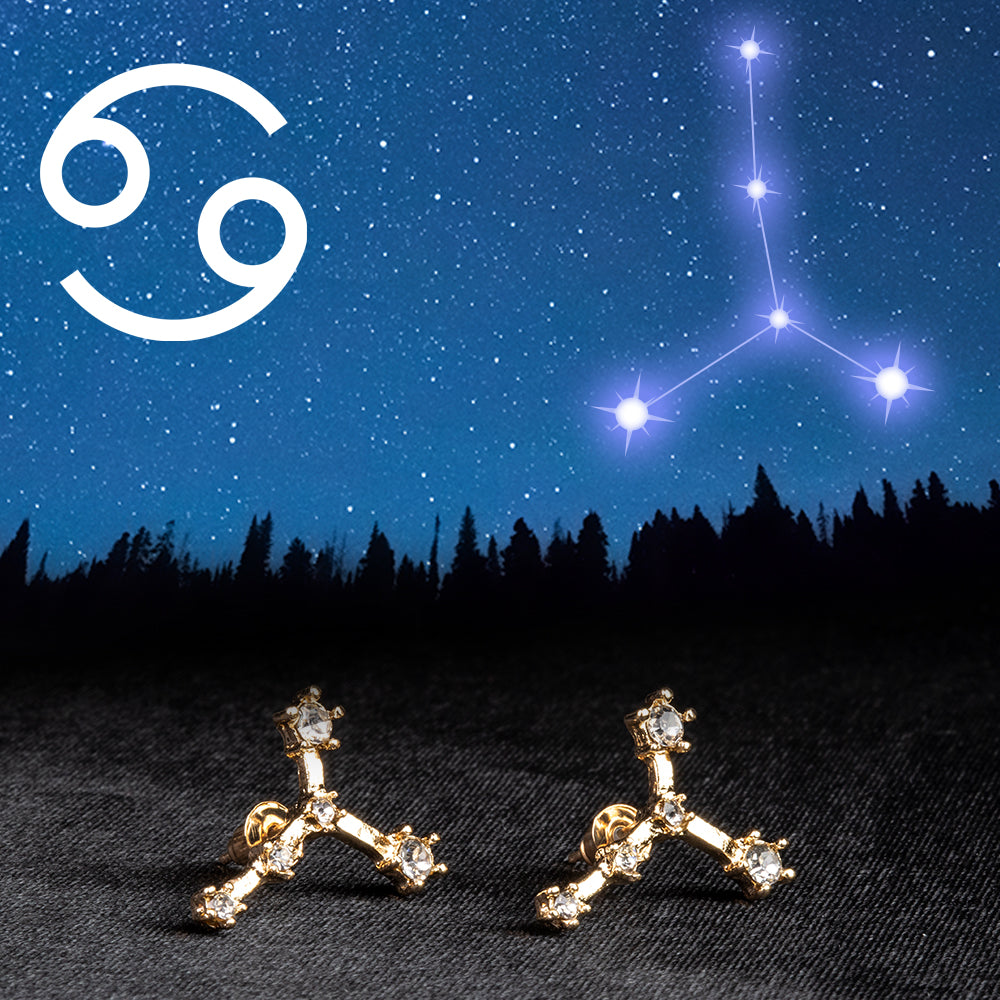 Cancer Pendientes de Aleación Bañado en Oro con Cristal Emporia® Blanco 1 