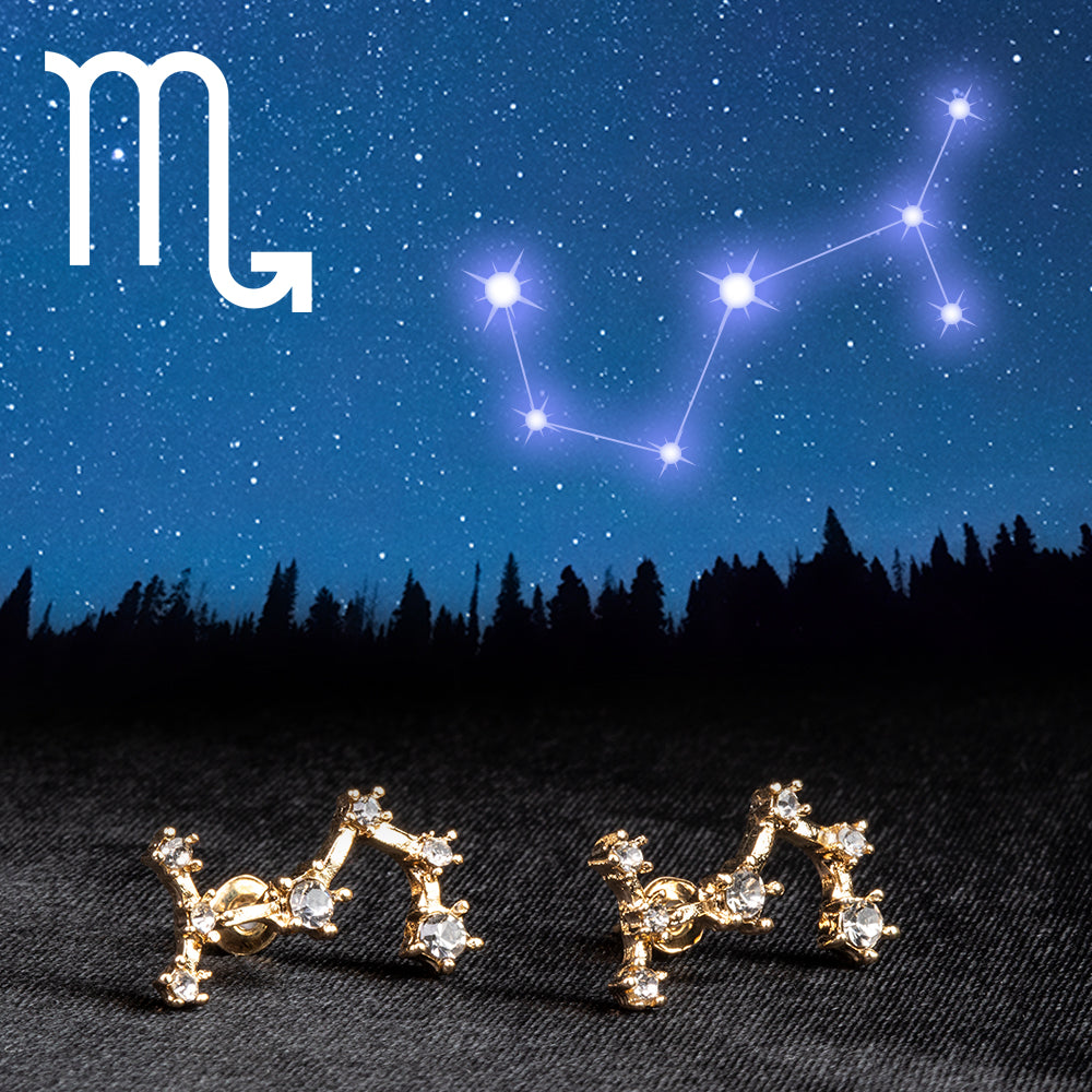 Escorpio Pendientes de Aleación Bañado en Oro con Cristal Emporia® Blanco