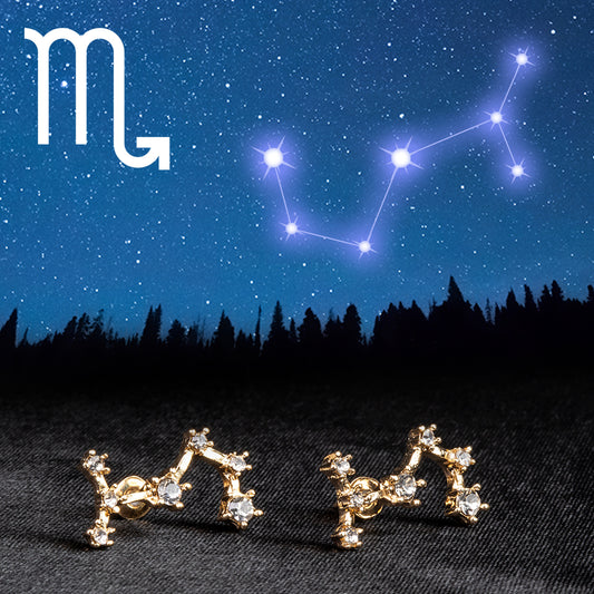 Escorpio Pendientes de Aleación Bañado en Oro con Cristal Emporia® Blanco