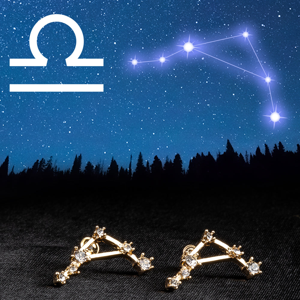 Libra Pendientes de Aleación Bañado en Oro con Cristal Emporia® Blanco 1 