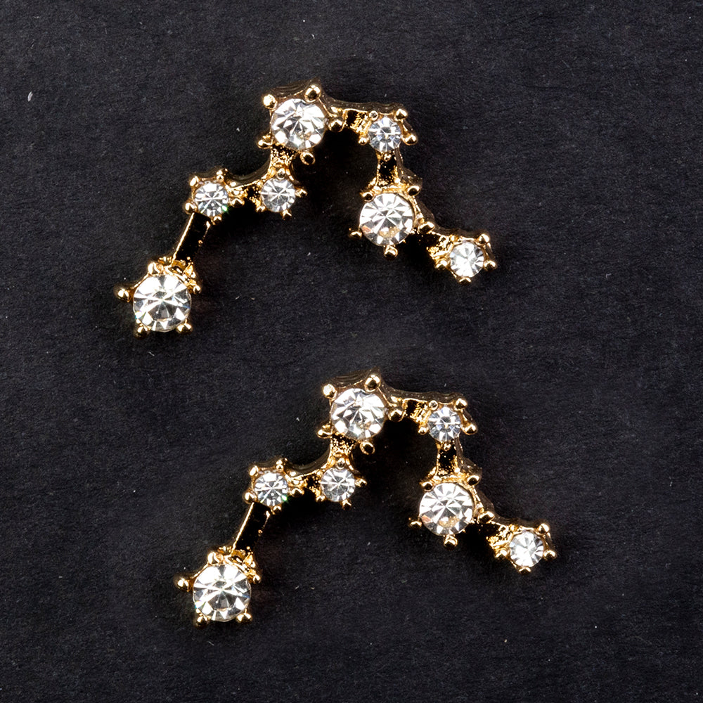 Piscis Pendientes de Aleación Bañado en Oro con Cristal Emporia® Blanco